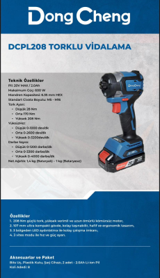 DCPL208 Torklu Vidalama